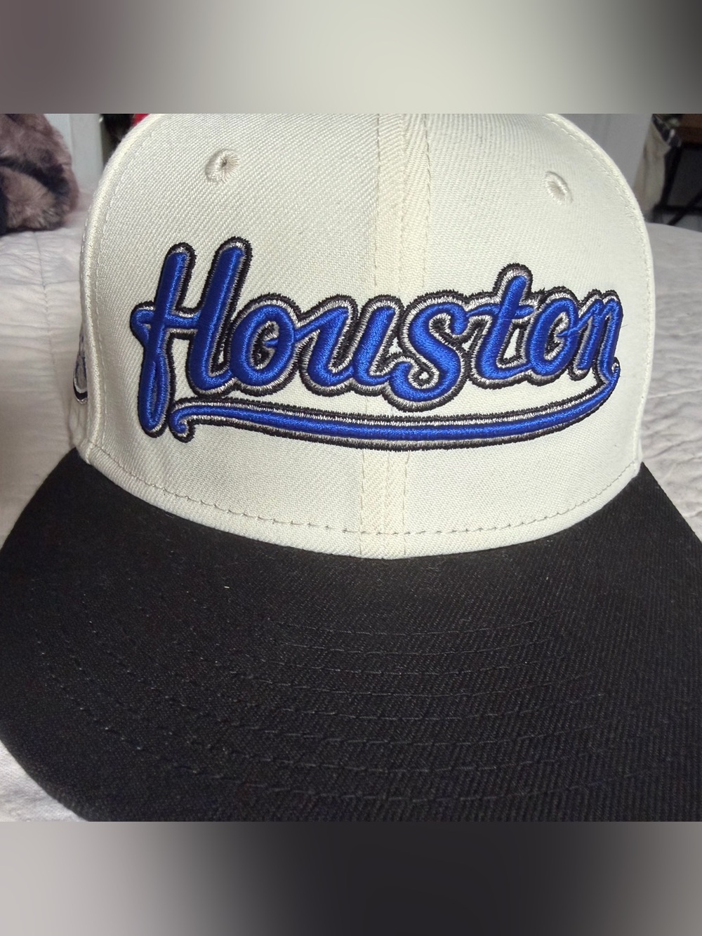 Houston Script Baseball Cap - White and Black